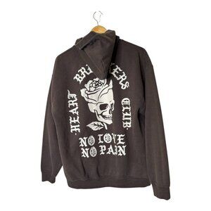 Heartbreakers Club "No Love No Pain" Unisex Hoodie Brown Size XL Graphic Skull
